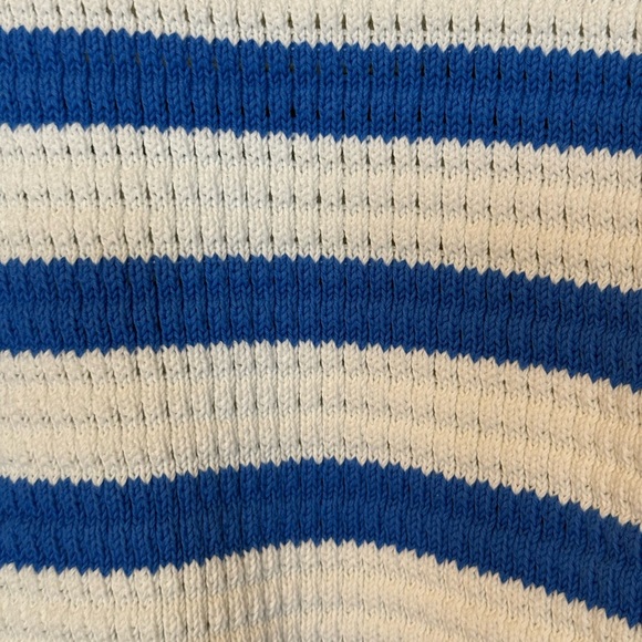 J. Crew Blue White Textured Striped Nautical Cotton Knit Pullover Sweater - Picture 4 of 10